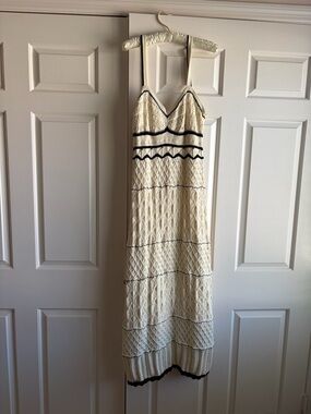 Lulu's Cream Maxi Dress with Black Trim